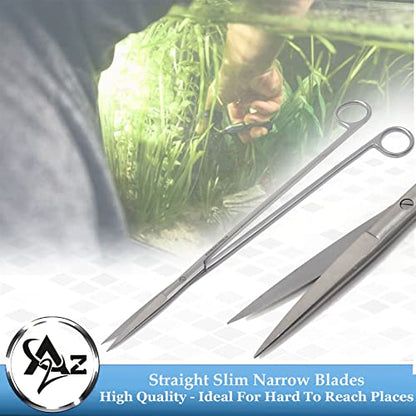 A2Z-Aquarium Tools Kit, 5 in 1 Long Stainless Steel Tweezers Scissor Spatula Multi Functional Aquarium Tank Tool Set for Fish and Aquatic Plants Trim Aquascaping Cleaning & Fish Kit