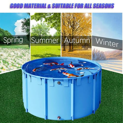 Aquarium Pool with Drain Valve,Aquaculture Water Tank Cistern Steel Frame Multifunction PVC Canvas Temporary Fish Pond，Round Frame Swimming Pool Canvas Fish Pond - 3x1m PVC Temporary Holding - size: 3x1m