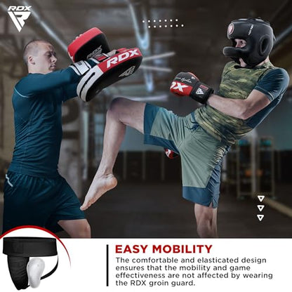 RDX Groin Protector Cup Men, Boxing Kickboxing MMA Muay Thai Sparring Groin Guard, Ventilated Adjustable,Karate Fighting Training, Underwear Jiu Jitsu BJJ Protection, Boys Youth - color: Black, size: Small