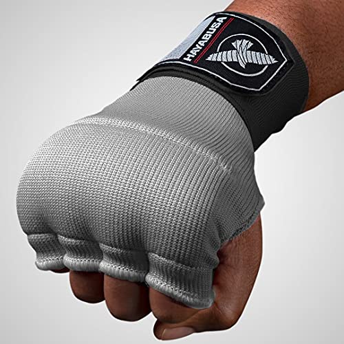 Hayabusa Quick Gel Hand Wrap Boxing Gloves | Slip-On Design, Padded Knuckle Protection, Hook and Loop Closure, Muay Thai Kickboxing, Men and Women, Sparring - color: Grey, size: Large