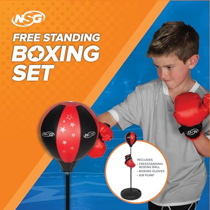 Punching Bag for Kids & Boxing Gloves Set - Adjustable Freestanding Speed Bag with Spring-Loaded Stand, Junior Boxing Gloves & Hand Pump - Portable, Easy Assembly for Boys, Teens, Toddlers Ages 4+ - size: Small