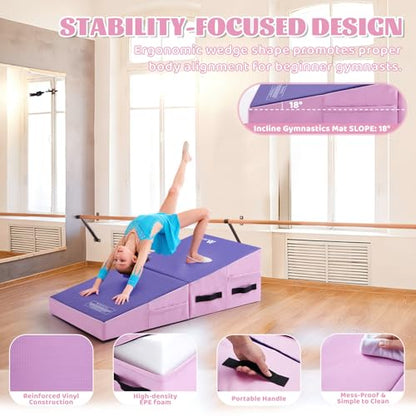 Gymnastics Cheese Mat Incline Wedge Mat, Folding Gymnastics Mat for Kids Tumbling, Indoor/Outdoor Skill Shape Training & Exercise equipment Home Gym Yoga - size: M:47.2"x23.6"x13.8"