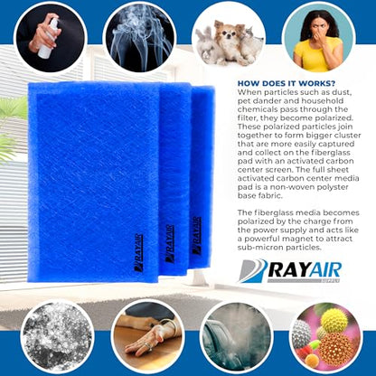 18x24 Replacement Filter Pads Compatible with PremierOne PureFlo P6100 MS-1824 Refills (3 Pack)