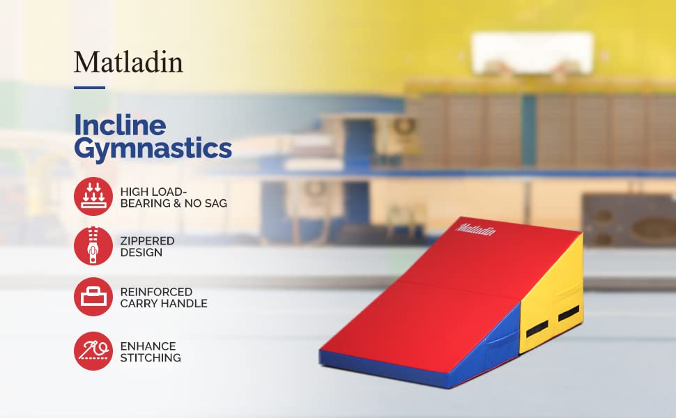 Matladin Incline Gymnastics Wedge Mat, Folding Gymnastics Mat for Kids Girls Home Training Exercise - color: Red+Yellow+Blue, size: 32.7 in x 23.6in