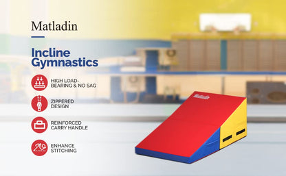Matladin Incline Gymnastics Wedge Mat, Folding Gymnastics Mat for Kids Girls Home Training Exercise - color: Red+Yellow+Blue, size: 32.7 in x 23.6in