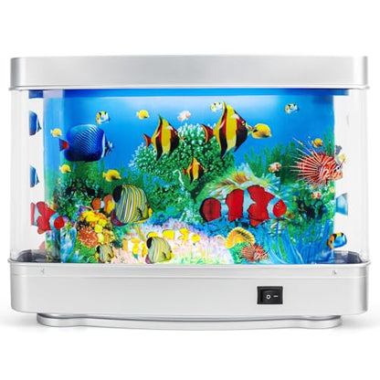 Fake Fish Tank Baby Aquarium - Artificial Fish Lamp with Moving Tropical Fish - LED Sensory Aquarium Light for Bedroom and Office, Ideal for Kids and Adults - Relaxing Night Light & Stress Reliever