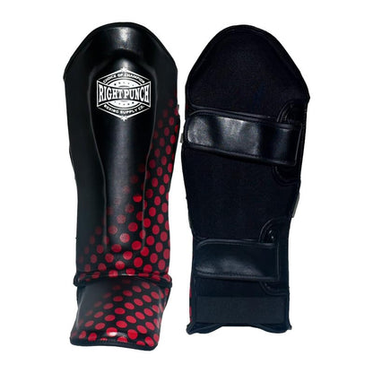 Shin Guards Kickboxing Leg Pads with Instep Protection, Muay Thai MMA Martial Arts Kicking Sparring Training Gear - color: Black & Red, size: X-Large