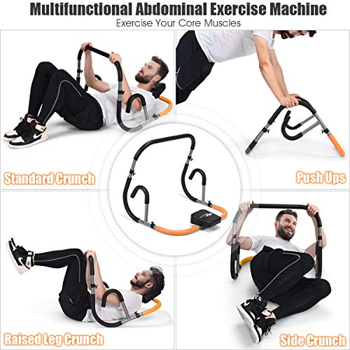 Goplus Ab Fitness Crunch, Portable Ab Roller for Core Strength, Sit Up, Abdominal Machine, Exercise Crunch Trainer Workout Exerciser for Home, Office, Gym