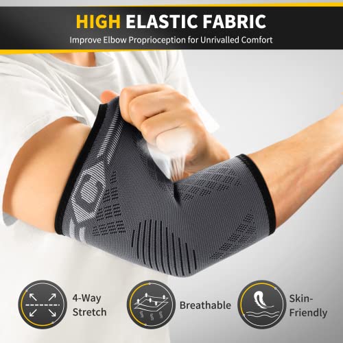 CAMBIVO 2 Pack Elbow Brace Compression Sleeve, Tennis & Golfer's Elbow - color: Cool Gray, size: X-Large