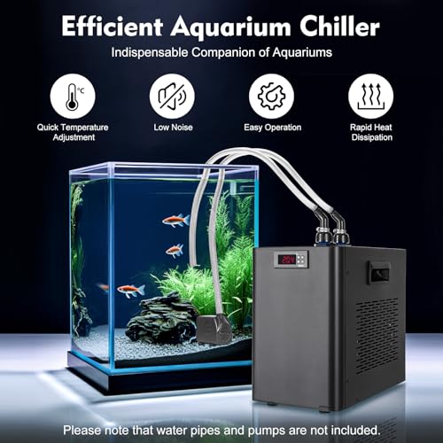 110V 60HZ Quiet Aquarium Chiller, 42Gal 1/10 HP Water Cooler Refrigeration Compressor Home Use Fish Coral Shrimp with Pump and Pipe Water Chiller for Ice Bath Shrimp Aquarium