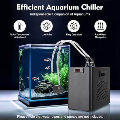 110V 60HZ Quiet Aquarium Chiller, 42Gal 1/10 HP Water Cooler Refrigeration Compressor Home Use Fish Coral Shrimp with Pump and Pipe Water Chiller for Ice Bath Shrimp Aquarium