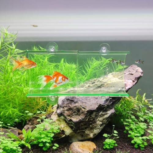 Aquarium Decorations Fish Tank Accessories for Shrimp Cichlid Hiding Breeding, Small Fish Bowl Hide Decoration, Acrylic Tube Tunnel for Betta Fish Tank Decorations, Aquarium Hideout with Suction Cups - color: I-Transparent Green