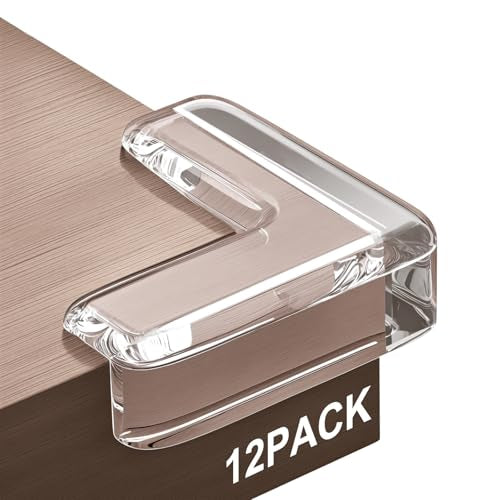 Corner Protectors, 12 Pack, Baby Proofing Corner Guards, Clear and Transparent Corner Bumper & Edge Cushion for Furniture, Table, Cabinet Sharp Corner & Edge, Baby Safety Material (L-Shaped)