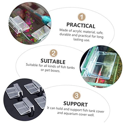BESPORTBLE 20pcs Acrylic Support Bracket for Aquarium Cover Transparent Fish Tank Cover Frame Holder for Tank for Open and Reptile Habitats