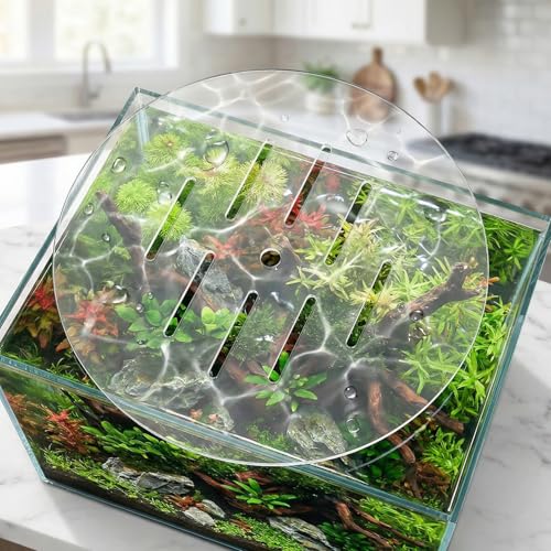 2pcs Acrylic Aquarium Lid: Round Fish Tank Anti-Jumping Cover with Hole, Transparent Plate for Preventing Fish Reptile Turtles Jumping Out Aquarium