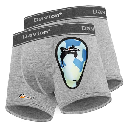 Davion 2-Pack Baseball Cup Youth Boys Underwear with kids Soft Athletic Cup - color: Light Grey-2pack, size: Medium