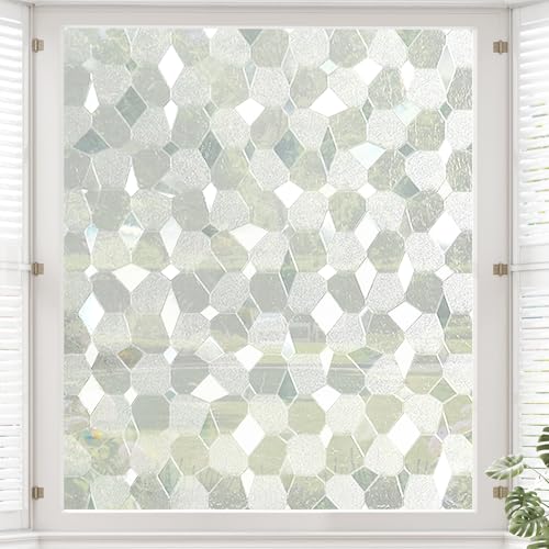 Window Film, Frosted Privacy Window Film Static Glass Window Cling, Sun Heat Blocking Non-Adhesive Decals Tint for Home Office Glass Door Car Sunroof Sticker 17.7 x 78.7 Inches - color: Stone