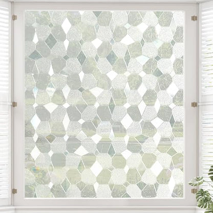Window Film, Frosted Privacy Window Film Static Glass Window Cling, Sun Heat Blocking Non-Adhesive Decals Tint for Home Office Glass Door Car Sunroof Sticker 17.7 x 78.7 Inches - color: Stone