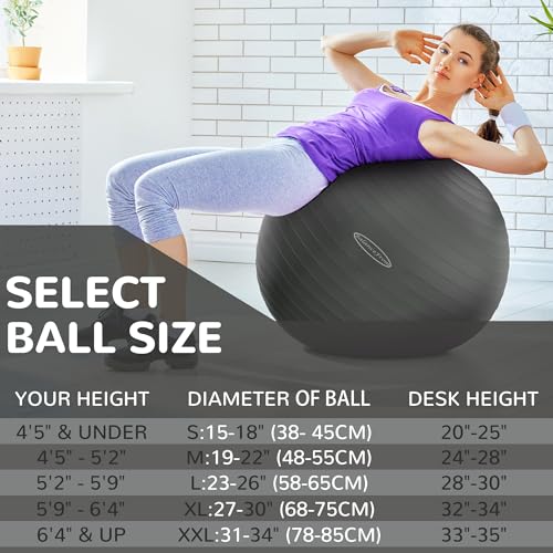 Fitvids Anti-Burst and Slip Resistant Exercise Ball Yoga Ball Fitness Ball Birthing Ball with Quick Pump - color: Gray, size: XL(27-30in/68-75cm)
