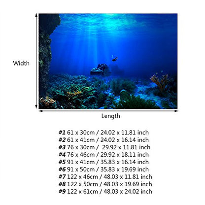 Fish Background Aquarium Poster 3D Effect Adhesive, Aquarium Background Decoration Seaworld Poster Self-Adhesive Underwater Decor(122 * 46cm) - size: 122*46cm