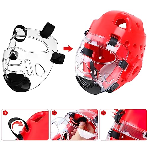 Toddmomy 2 Pack Taekwondo Face Guard Detachable Full Face Protective Headgear Lightweight Karate Sparring Gear for Kickboxing Training Martial Arts Shield for Youth and Adults