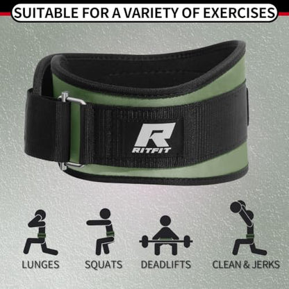 RitFit Weight Lifting Belt 6 Inch for Squats Deadlift Strength Training - color: Green, size: L(36"-44")