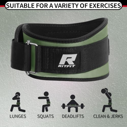 RitFit Weight Lifting Belt 6 Inch for Squats Deadlift Strength Training - color: Green, size: XL(43"-51")
