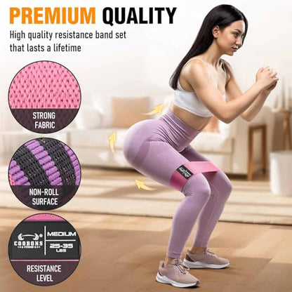 Fabric Resistance Bands for Working Out - color: Pink