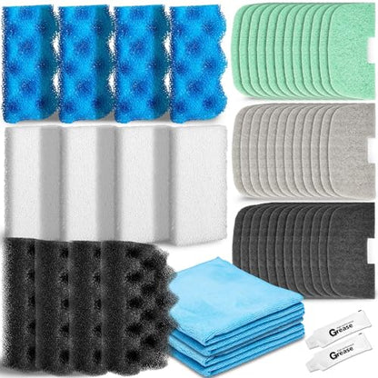 52 Pcs Replacement Filter Media Kit Compatible with Fluval 106/107 Aquarium Filters Include Biological Foams Ammonia Remover Phosphate Pads Nitrite Remover, Towel and Grease - style: 106/107