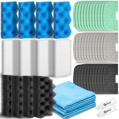 52 Pcs Replacement Filter Media Kit Compatible with Fluval 106/107 Aquarium Filters Include Biological Foams Ammonia Remover Phosphate Pads Nitrite Remover, Towel and Grease - style: 106/107