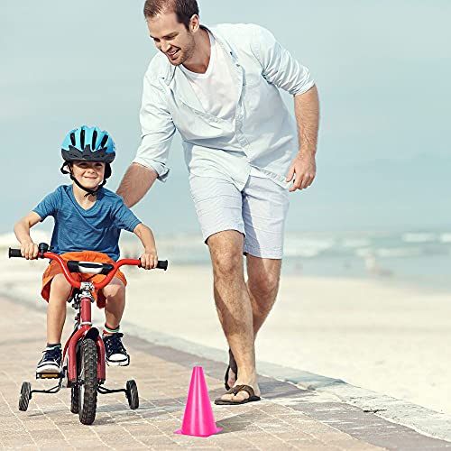 Alyoen 9 inch Traffic Cones, Plastic Sport Cones, Pink Soccer Training Cones for Outdoor Activity & Festive Events (Sets of 10/15/ 20) - color: 10 Pack-Pink