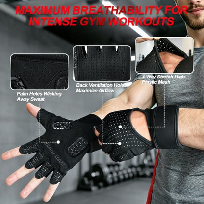 COFIT Padded Workout Gloves with Wrist Support, Gym Gloves for Men Women - size: Medium