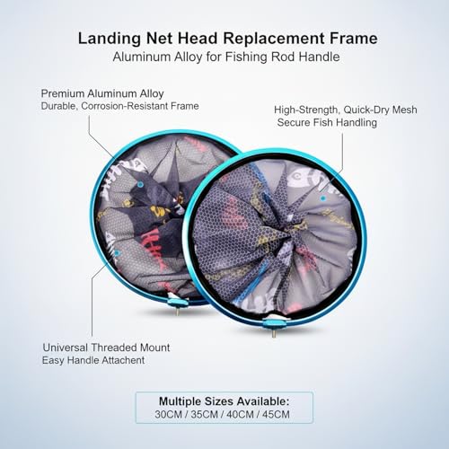 Aluminum Alloy Replacement Landing Net Head for Fishing Rod Handles - Blue Frame