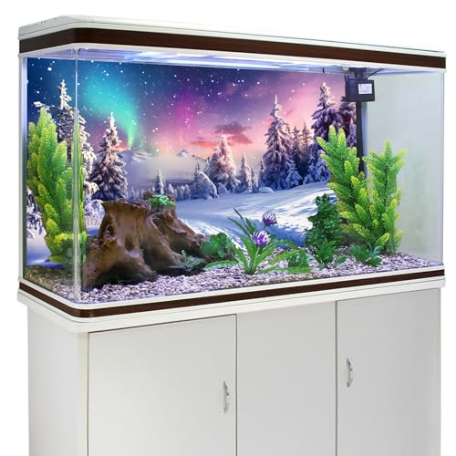 YongFoto Fish Tank Background - Winter Snow Scene Aquarium Backdrop - 30x12 inch - color: Purple 5, size: 30x12in/75x30cm