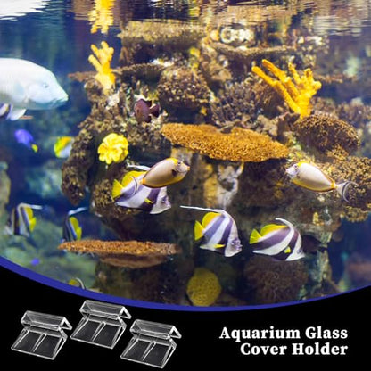 Sliverdew 6 PCS Aquarium Lid Clips, 10 mm Clear Acrylic Fish Tank Lid Holder Aquarium Hoods Support Clamps for Rimless Fish Tank Glass Top - for Thickness 10mm