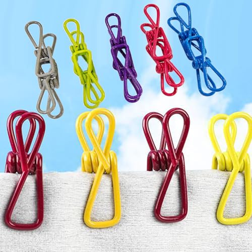 10 PCS Chip Clips, 2 Inch Bag Clip, PVC Metal High Elastic Clips for Food Package, Heavy Duty Clip for Home Kitchen Camping, Multi-Colored