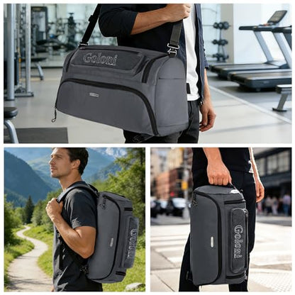 Goloni Gym Bag for Men Women, 40L Large 3 in 1 Duffle Bag for Travel, Durable Carry On Bag with Shoes Compartment and Wet Pocket,Weekender Overnight, Grey - color: Grey