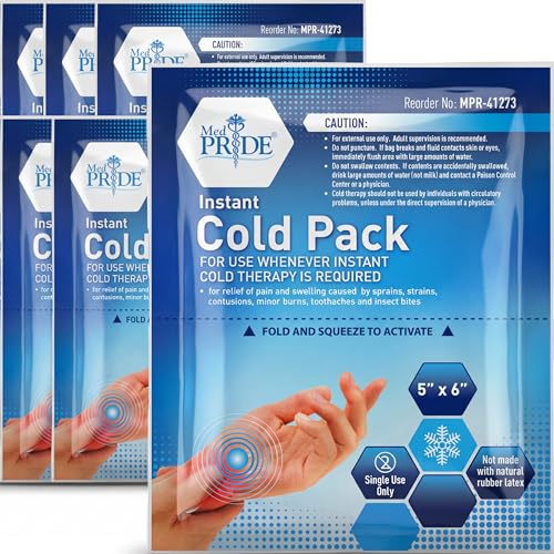 MED PRIDE Disposable Instant Cold Packs, First Aid Relief, 5x6 in, 6-Pack - size: 5 X 6 Inch (Pack of 6)
