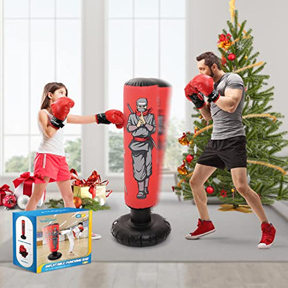 47" Kids Inflatable Punching Bag with Gloves, Boxing Bag Toy for Boy Girl