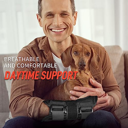 FEATOL Carpal Tunnel Wrist Brace Night Support, Adjustable Right Hand Brace - size: Small/Medium (Pack of 1), style: Right Hand -Black