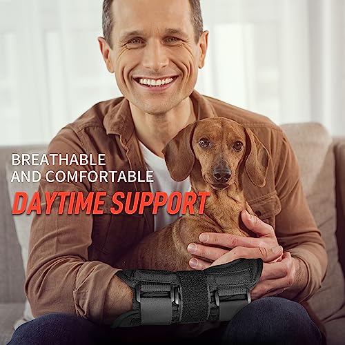 FEATOL Carpal Tunnel Wrist Brace Night Support, Adjustable Left Hand Brace - size: Medium/Large (Pack of 1), style: Left Hand -Black