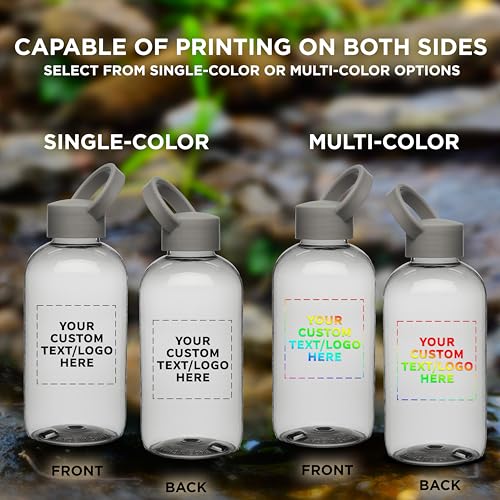 DISCOUNT PROMOS 10 Beau Water Bottles with Handle Set, 20 oz. - Customizable Text, Logo - Flexi-Grip, Plastic, Drinkware - Smoke - color: - Custom - Smoke, size: 10 bottles