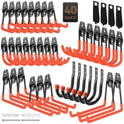 Heavy Duty Garage Hooks for Storage & Hanging Items, 40-Pack - color: 40-Pack Set Orange