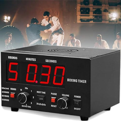 Classic Boxing Interval Timer,Professional Gym Timer,with 1-12 Challenge Rounds and Adjustable Buzzer Alarm, for Kickboxing (Red) - color: Red