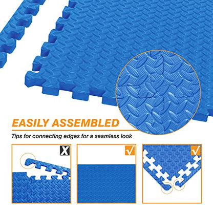 BIG RED ARPM001BK Interlocking Foam Mat Protective Exercise Workout Puzzle Floor Mat Tiles for Home Gym Equipment - color: Blue