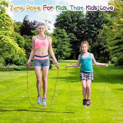 Jump Rope For Kids,Jump Rope Kids,Adjustable Soft Skipping Rope,Toddler Jump Rope With Skin-Friendly Foam Handles For Kids, Boys,Girls,Women, Men,Exercise Activity,Outdoor Fitness - color: Blue+Yellow