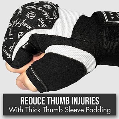 Quick Gel Boxing Wraps Under Boxing Gloves - Kickboxing MMA Muay Thai - Fist, Knuckle, Wrist Wrap Protection Inner Glove Hand Wraps - Men Women Kids - color: Black/White, size: X-Small