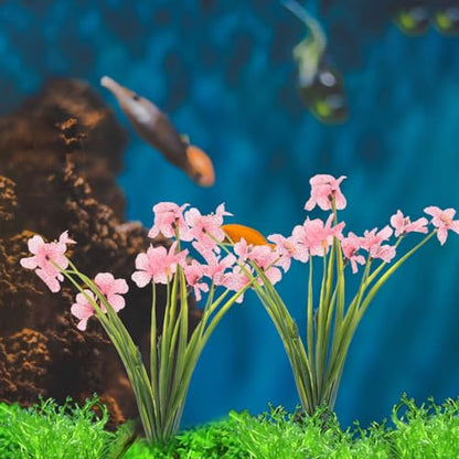 NOLITOY 4Pcs Artificial Aquarium Plants, Fish Tank Decorations Goldfish Betta Cave Accessories for Desk Top Decor (Pink) - size: 4pcs