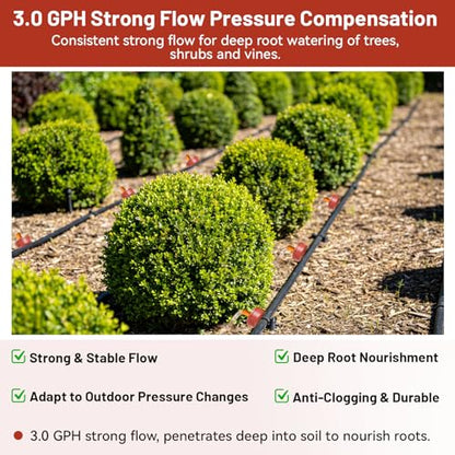 50 PCS 3 GPH Pressure Compensating Drip Irrigation Spot Dripper, High Flow Drip Irrigation Emitters Heads for Large Trees Bushes, Irrigation Drippers Parts for Orchard Large-Scale Outdoor Irrigation - size: 3 GPH 50PCS