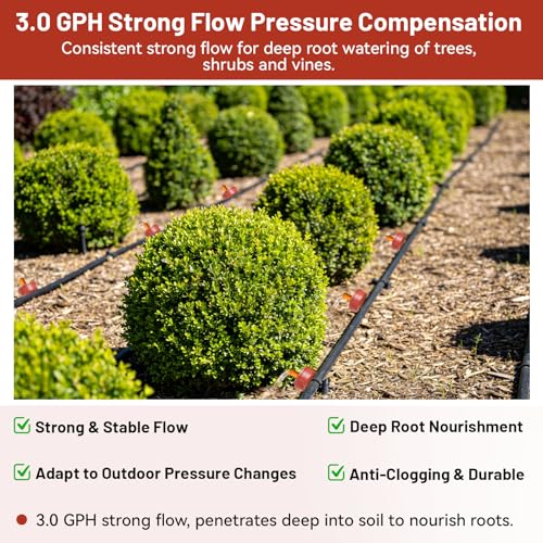 300 PCS 3 GPH Pressure Compensating Drip Irrigation Spot Dripper, High Flow Drip Irrigation Emitters Heads for Large Trees Bushes, Irrigation Drippers Parts for Orchard Large-Scale Outdoor Irrigation - size: 3 GPH 300PCS